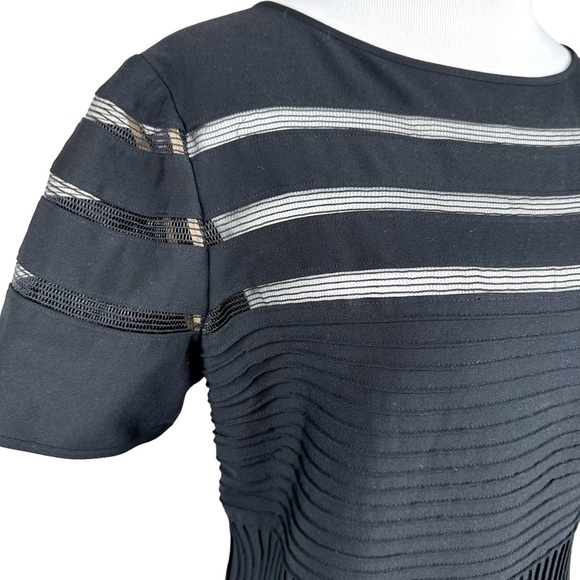 Tadashi Shoji Too Cutout Stretch Jersey Mesh Cocktail Dress 1X Black Fit & Flare - Picture 10 of 16